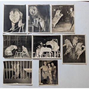 Vintage Black & White Circus Pictures Stamped on the Back Lot of 8